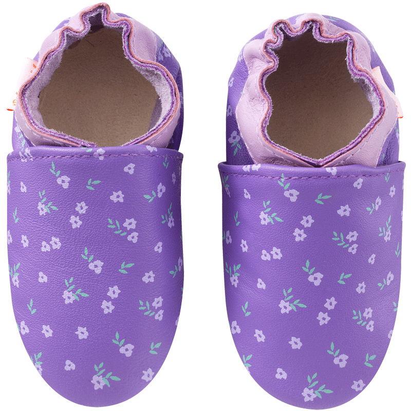 chaussons-cuir-enfant-prune-fleurs-face