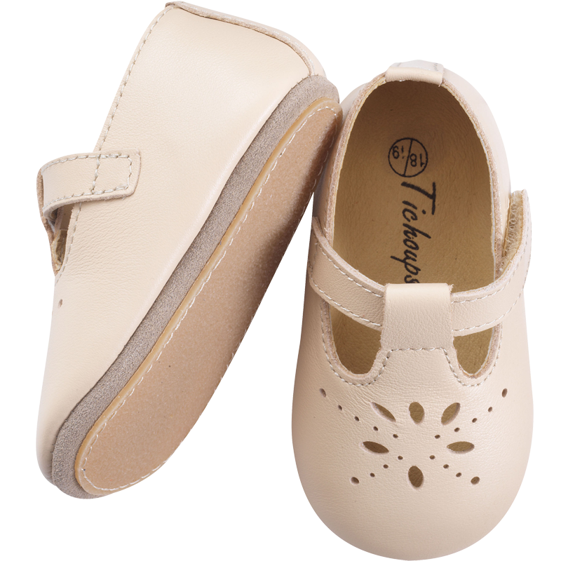 Chaussures bébé cuir souple salomé havane - Tichoups