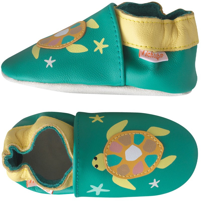 chaussons-bebe-cuir-souple-tea-tortue-profil