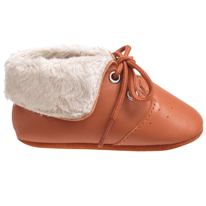 Chaussures b b cuir souple fourr s les Tichoo Camel Tichoups