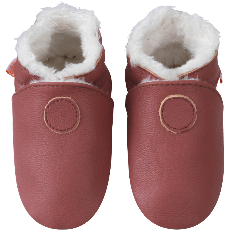 Chaussons cuir uni rouge bébé enfant adulte