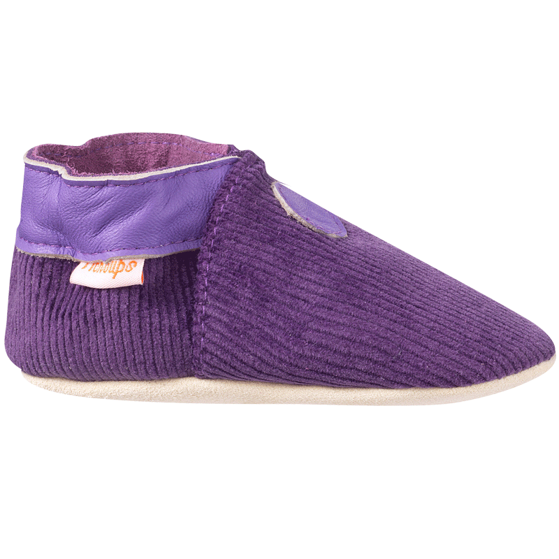 Chaussons-cuir-bebe-souple-velours-violet-profil