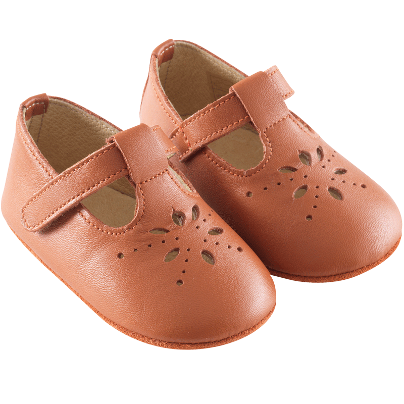 Chaussures bébé cuir souple salomé camel - Tichoups